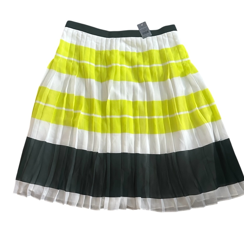 NWT Ann Taylor Pleated Bold Stripe Lined Chiffon Skirt Womens size‎ 2 Petite